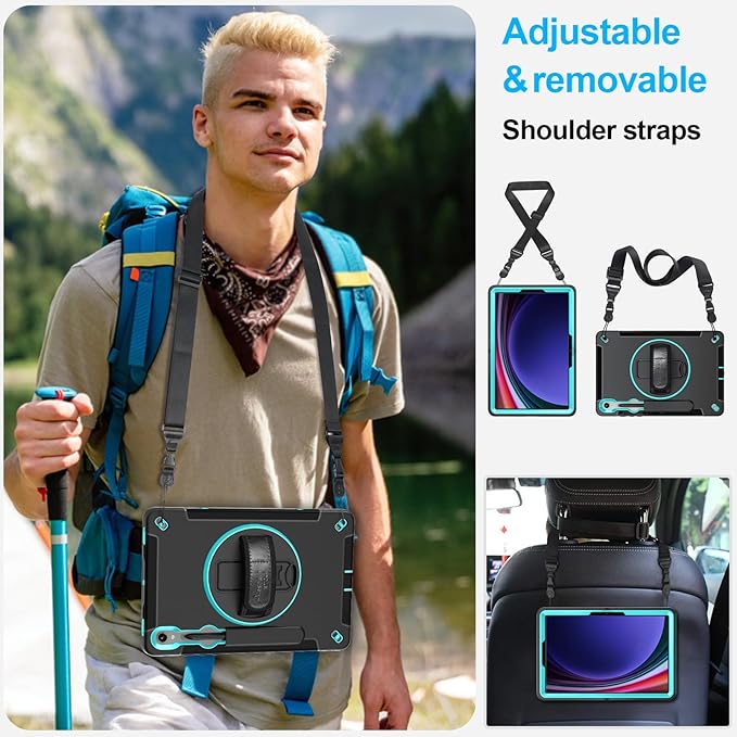 Case for Galaxy Tab S10 Lite &S10 FE S9 FE 10.9"/S9 11 Inch: TPU Cover for Samstng Tablet S10 FE/ 2025/ S9 FE & S9 2023 5G with Screen Protector- Stand- Handle-Shoulder Strap-S-Pen Holder-Mint Green