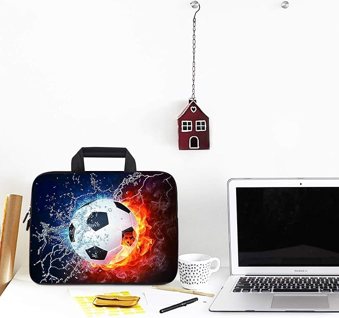 Laptop Sleeve Case 11.6" 12.1 Inch Neoprene Laptop Sleeve/Notebook Computer Pocket Case/Chromebook Case/Tablet Briefcase Carrying Bag Compatible For Men， Women ，boys， girls (Soccer)