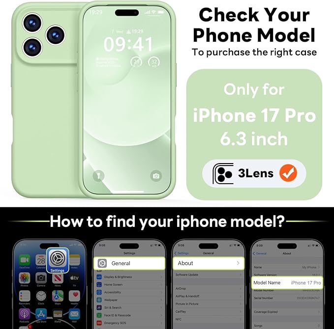 Vooii Magnetic Compatible with iPhone 17 Pro Case (Compatible with Magsafe) (Upgraded Camera Protection) Liquid Silicone Shockproof Full Body Protective Phone Cover for Women Men, Matcha, 6.3”