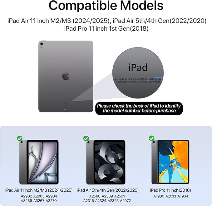 SANUODD for iPad Air 11 inch Case M3/M2 (2025/2024), Slim Powerful Magnetic Attachment Full Corner Protective iPad Case with Auto Wake/Sleep and Hidden Pencil Holder (Concrete Gray, iPad air 11 inch)