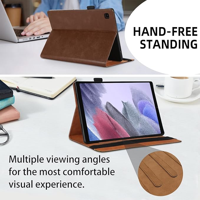 Case for Samsung Galaxy Tab A7 Lite 8.7 inch 2021 Case SM-T220 / T225 Bussiness Premium PU Leather Folio Stand Cover Flip Shell with Card Slot for Galaxy Tab A7 Lite 8.7'' Tablet -Brown