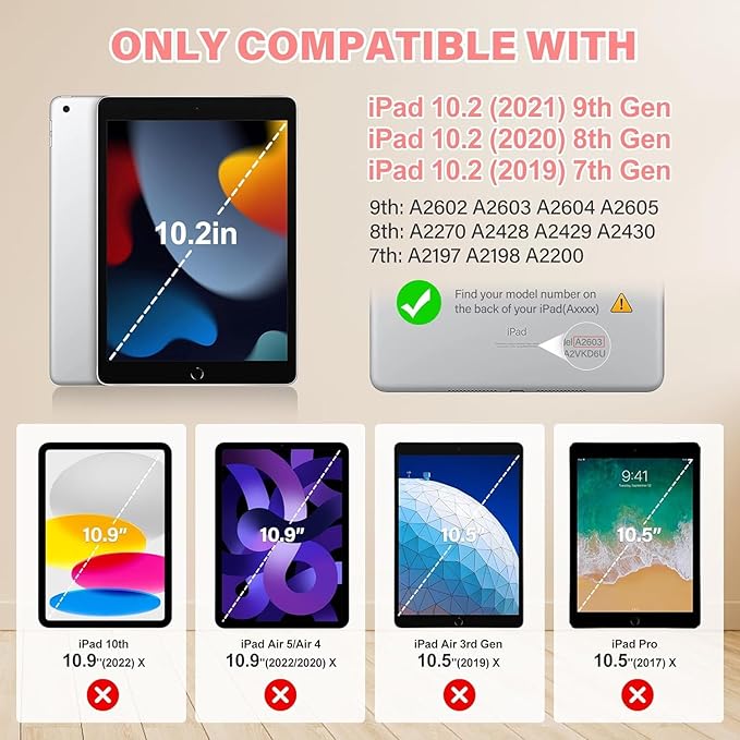 for iPad 10.2 inch Shockproof Case with 360 Rotating Grip Magic Stand, Pen Slot/Keychain/Carrying Shoulder Strap,Case for iPad 9th/8th/7th Gen