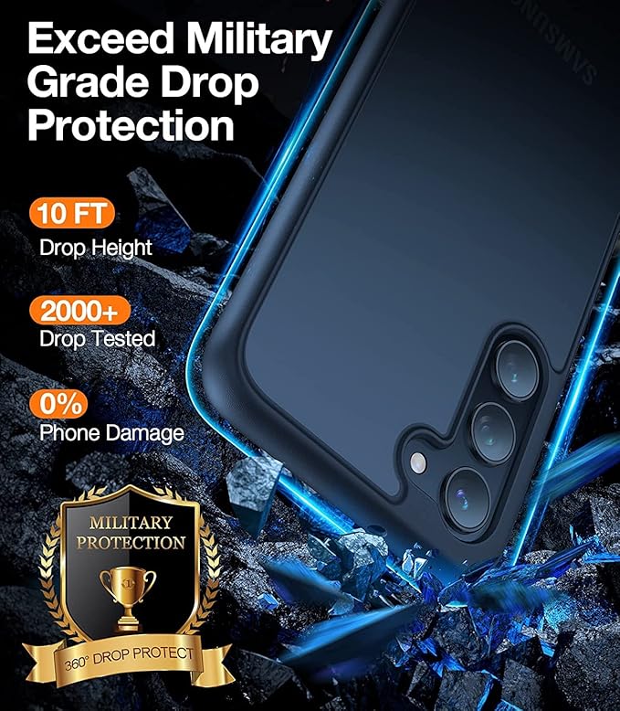 TORRAS Shockproof for Samsung Galaxy S23 Case, [Military Grade Drop Tested] Translucent Matte Hard Back & Soft Edge Slim Protective for Samsung S23 Case Guardian Series, Black
