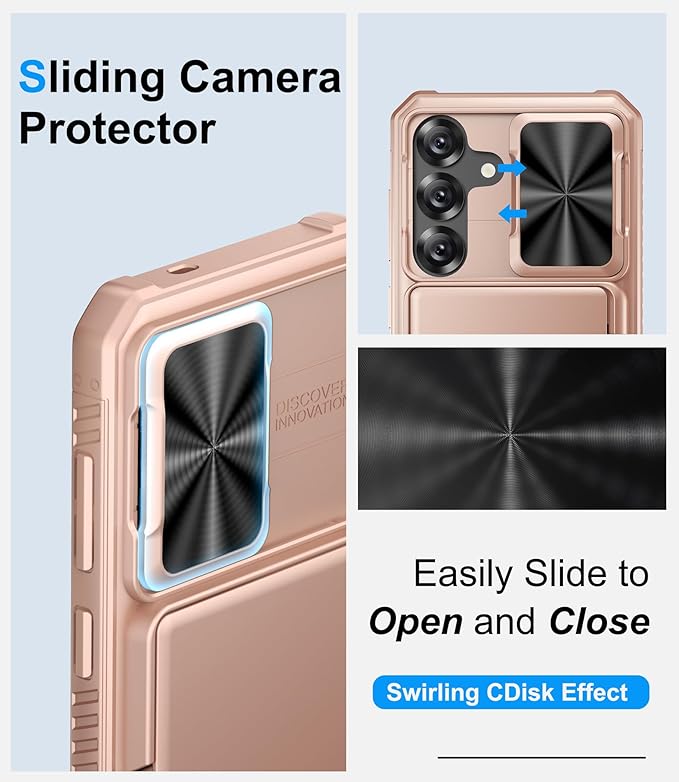 for Samsung Galaxy S25 Phone Case Wallet, Card Holder (4-5 Cards), RFID Block, Slide Camera Cover, Military Grade Shockproof, Heavy Duty Men Women Phone Cases for Samsung Galaxy S25, Rose Gold