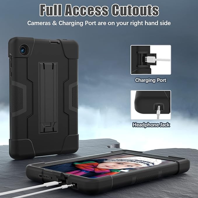 Bingcok for TCL TAB 8 LE Case, TCL TAB 8 Case for Kids, Heavy Duty Rugged Full-Body Hybrid Shockproof Drop Protection Cover for TCL Tab 8 LE (Model:9137W) 2023/TCL Tab 8 WiFi (Model:9132X) (1-Black)