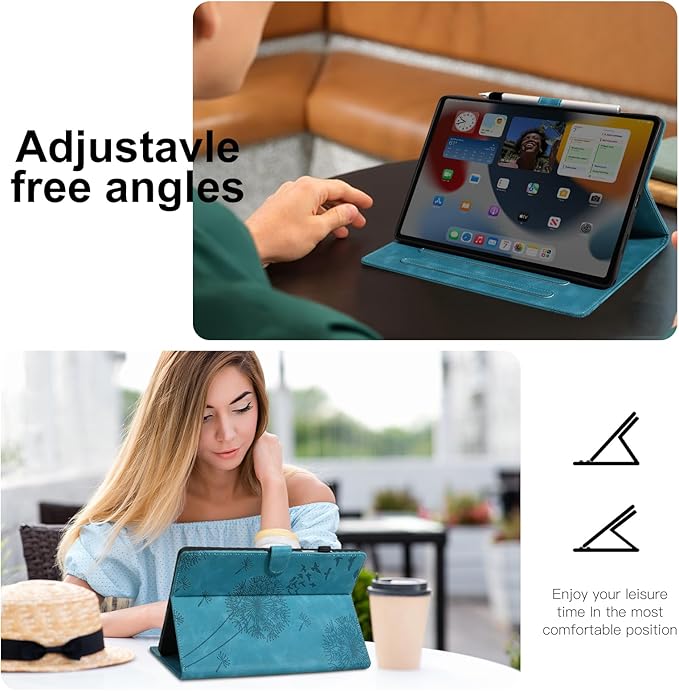 Samsung Galaxy Tab A 10.1 Case T510 T515 T517, Dandelion Cover with Kickstand for Pencil Holder, Magnetic Closure and Precise Cutouts, Compatible with Samsung Galaxy Tab A 2019 10.1 Inch Blue