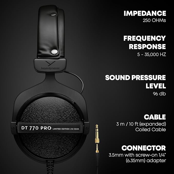 beyerdynamic DT 770 PRO - 250 OHM LE DT 770 Pro 250 ohm Professional Studio Headphones (Limited Black Edition)