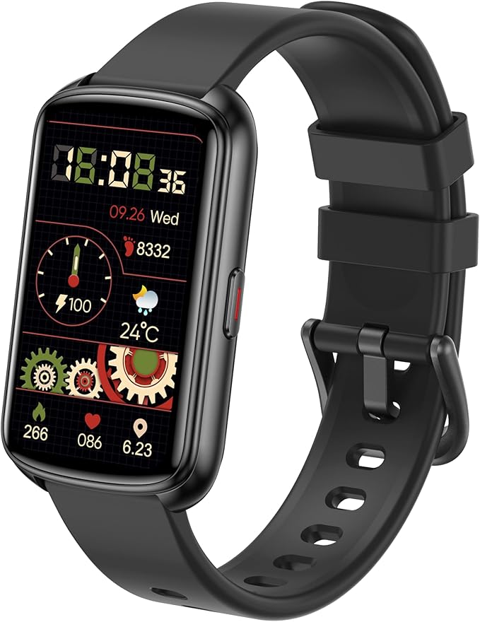 Fitness Trackers, 1.47 Inch Smartwatch, Touchscreen Activity Tracker with Thin Smartband Design, 5ATM Waterproof Fitness Watch Blood Oxygen Heart Rate Monitor for Android/iOS (Black)