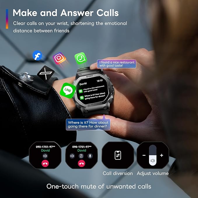 Smart Watches for Men (Answer/Make Calls), 1.57''HD Smart Watch for Android and iPhone, 24/7Fitness Watches with IP68/Heart Rate/Sleep Monitor/Steps Monitor/Pedometer/100+Sport Modes (Gray)