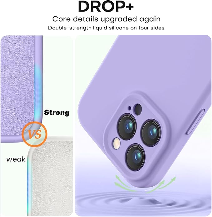 Vooii Compatible with iPhone 16 Pro Case, Liquid Silicone Upgrade [Camera Protection] [Soft Anti-Scratch Microfiber Lining] Shockproof Phone Case for iPhone 16 Pro 6.3 inch - Light Purple