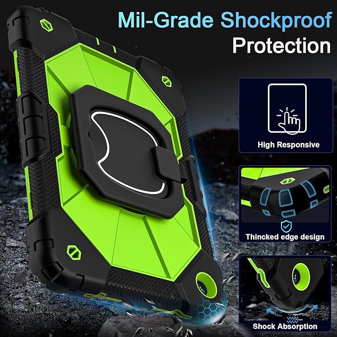 Case for Samsung Galaxy Tab A9+/A9 Plus 11 Inch (SM-X210/X216/X218) with Screen Protector/Rotating Stand/Pencil Holder,Military Grade Shockproof Cover for Galaxy Tab A 9 Plus Cases