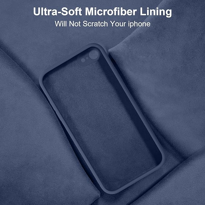 Vooii for iPhone SE Case 2022/3rd/2020,iPhone 8/7 Case, Upgraded Liquid Silicone with [Flat Edges] [Camera Protection] [Soft Anti-Scratch Microfiber Lining] Phone Case for iPhone SE - Navy Blue