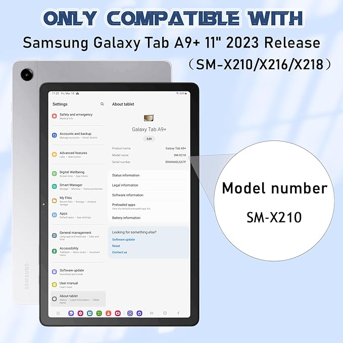 Rugged Case for Samsung Galaxy Tab A9+/ A9 Plus Case 11 inch 2023 - Heavy Duty Shockproof Protective Cover with Kickstand - for Samsung Galaxy Tab A9+ Plus (SM-X210/X216/X218), NavyBlue+Black