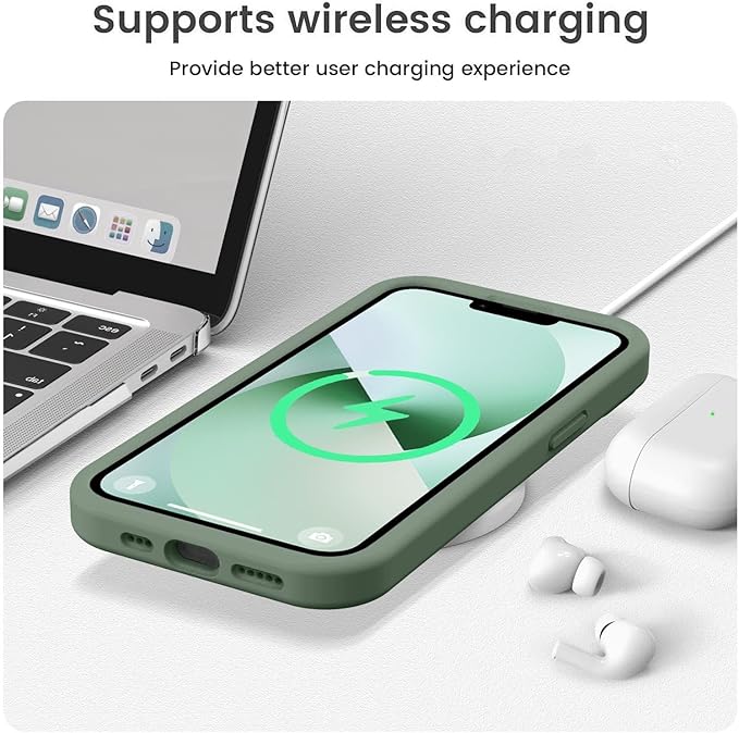 Vooii Compatible with iPhone 13 Case, Liquid Silicone Upgrade [Camera Protection] [Soft Anti-Scratch Microfiber Lining] Shockproof Phone Case for iPhone 13 6.1 inch - Cypress