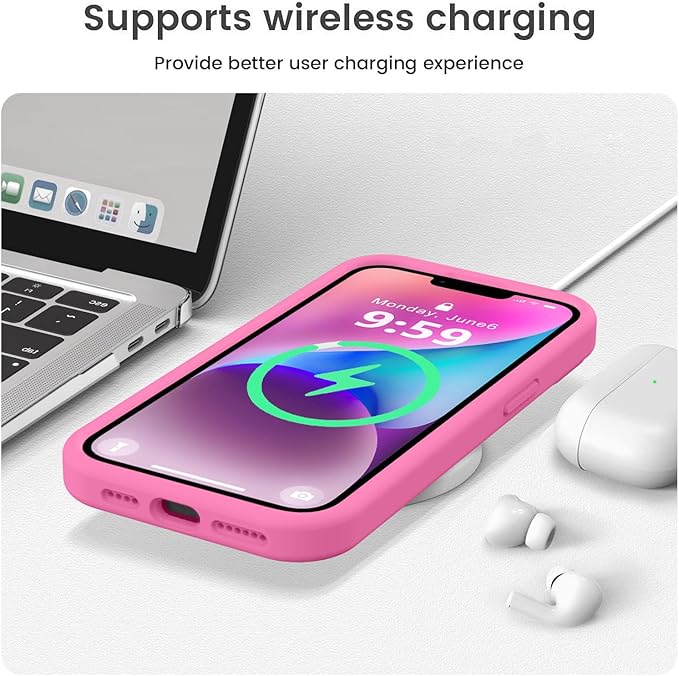 Vooii Compatible with iPhone 13 Pro Max Case, Liquid Silicone Upgrade [Camera Protection] [Soft Anti-Scratch Microfiber Lining] Shockproof Phone Case for iPhone 13 Pro Max 6.7 inch - Pitaya