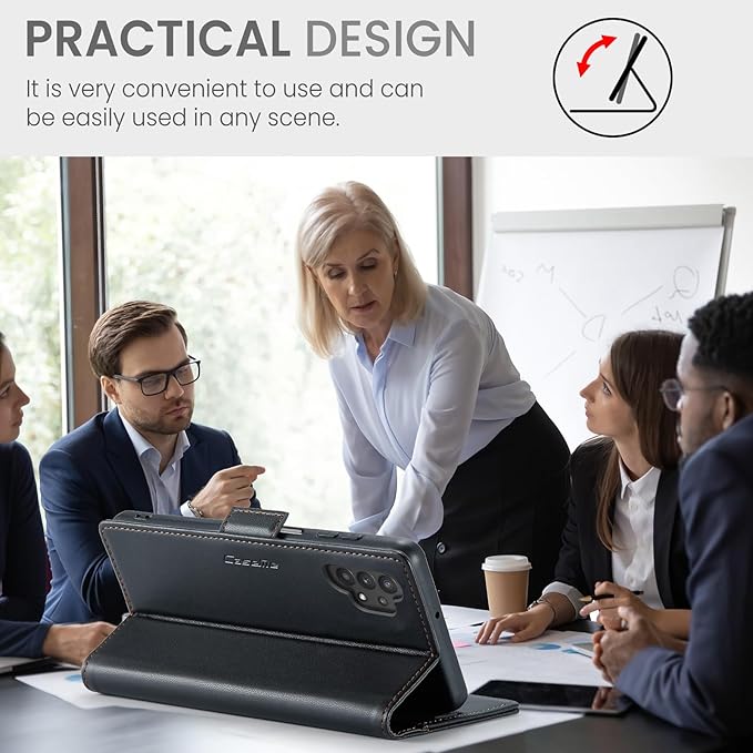 for Samsung Galaxy A32 5G Case, Premium PU Leather Wallet Case Flip Cover with [RFID Blocking][Card Holder][Stand Function] for Samsung Galaxy A32 5G (Non 4G Version), Black