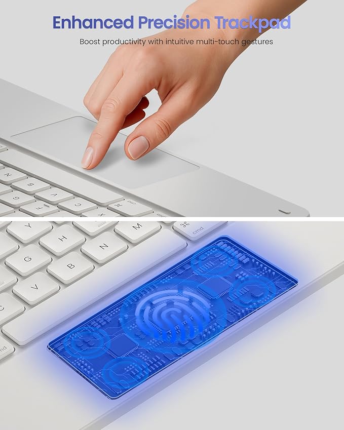 typecase Edge+ Keyboard Case for iPad Air 13-inch(M3 2025 / M2 2024),Ultra-Slim Detachable Case,Portrait & Typing Modes,Built-in Trackpad,11-Color Backlight,Magnetic Stand,Pencil Holder,White