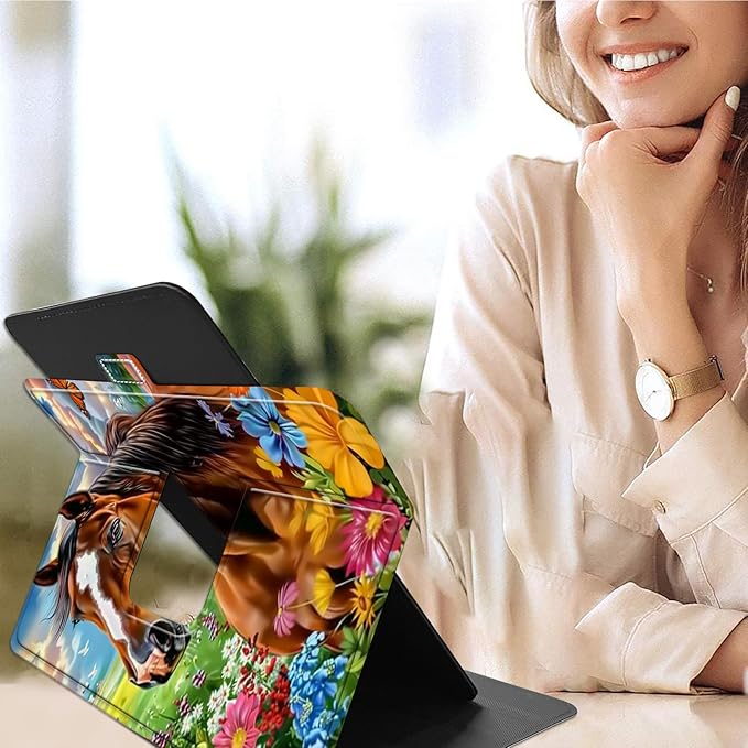 for Lenovo Tab M9 Case,9 inch Tablet Cover, Magnetic Closure Travel Portable Protective Case with 360 Degree Rotating Stand for Lenovo Tab M9 TB-310FU 2023-Lovely Horse
