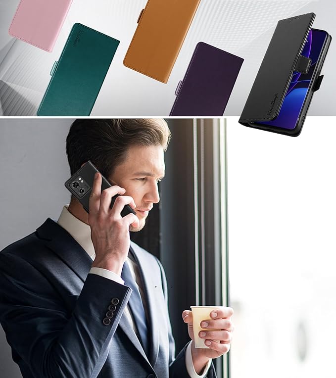 Wallet Flip Case for Motorola Edge (2023) - [RFID Blocking] Luxury PU Leather Card Holder Magnetic Phone Cover with Kickstand,Shockproof Protective Case,Black