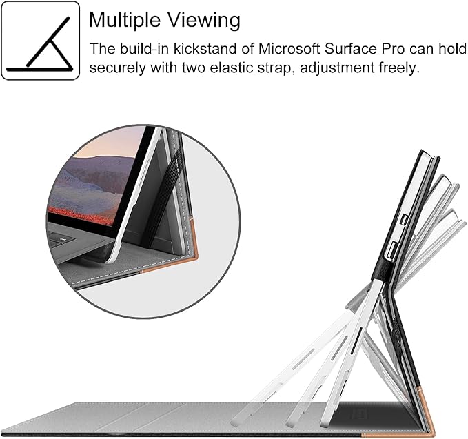 Fintie Case for 12.3 Inch Microsoft Surface Pro 7 Plus, Surface Pro 7/6/5/4/3 - Portfolio Business Cover with Pocket, Compatible with Type Cover Keyboard, Black