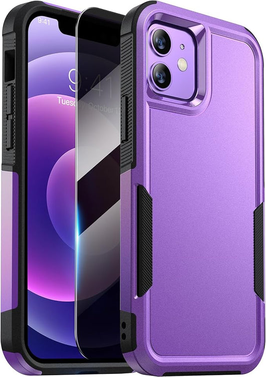 Diaclara Designed for iPhone 12 Case/iPhone 12 Pro Case, [with Privacy Screen Protector] [Anti Spy] [Military Grade Drop Protection] Heavy Duty Full-Body Shockproof Phone Case, Purple