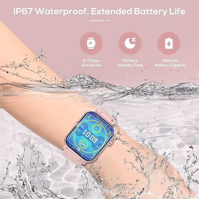 Smart Watches for Women Men, 1.83" HD Smartwatch with 90 Sports Modes, Heart Rate/Sleep Monitor, IP67 Waterproof, Bluetooth Call & Music Control