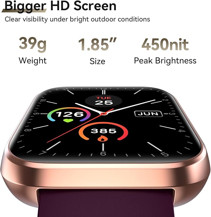 Smart Watches for Women Men, 1.85" Screen Smartwatch Compatible iPhone Android Phone Answer/Make Call, 24/7 SpO2 Sleep Heart Rate Monitor,3ATM Waterproof, Fitness Traker 120+Sport (2 Bands Included)