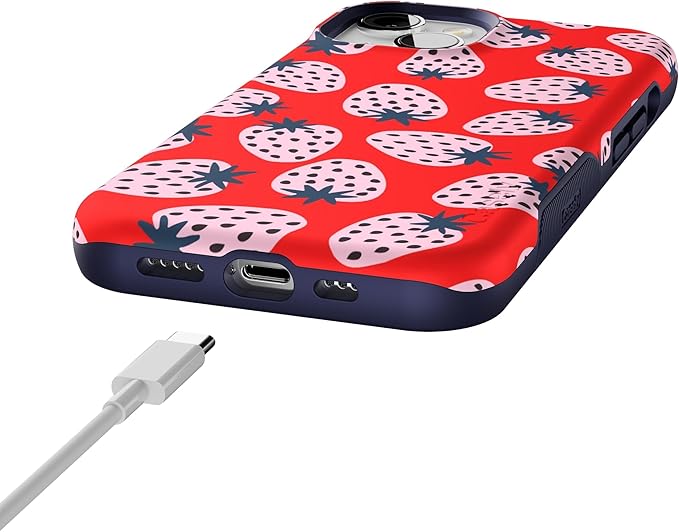 Casely iPhone 14 Case | I'd Pick You | Red Strawberry | Compatible with MagSafe | Bold Protective Design