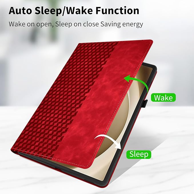 Case for Samsung Galaxy Tab A9 Plus 11" (SM-X210/X216/X218),360 Degree Rotating PU Leather Folio Protective Case with Auto Sleep/Wake,Card Holder&Shoulder Strap for Woman Man,Red