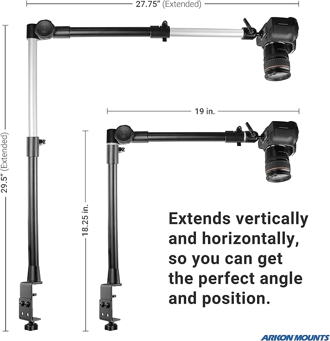 ARKON Mounts Overhead Camera Mount | Includes Ceiling Mount Bracket, Phone Holder, Tablet Holder, & Camera Mount | 360° Adjustable | Durable & Super Stable Metal Mounting Base DSLRTABMG5