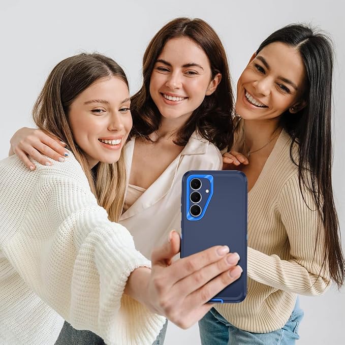 for Samsung Galaxy S25 FE Case Heavy Duty Protective Shockproof Dropproof 3-Layer Full Body Protection [Without Screen Protector] Tough Rugged Case for Galaxy S25 FE,Navy Blue