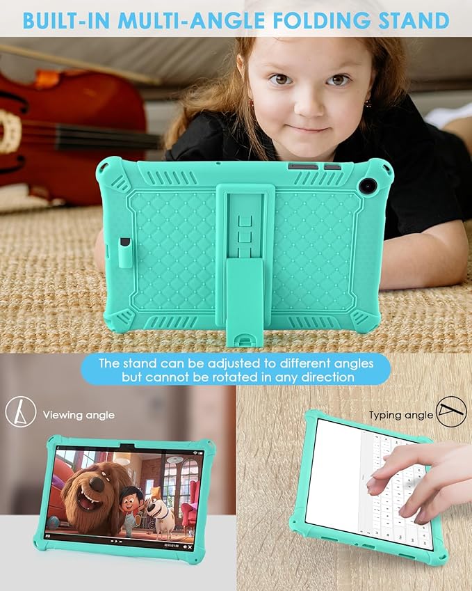 DETUOSI Compatible with Samsung Galaxy Tab A9 Plus Case 11 inch 2023, with Shoulder Strap & Stylus Pen, Soft Silicone Multi-Angle Case for Galaxy Tab A9+ Tablet SM-X210/X216/X218, Mint Green