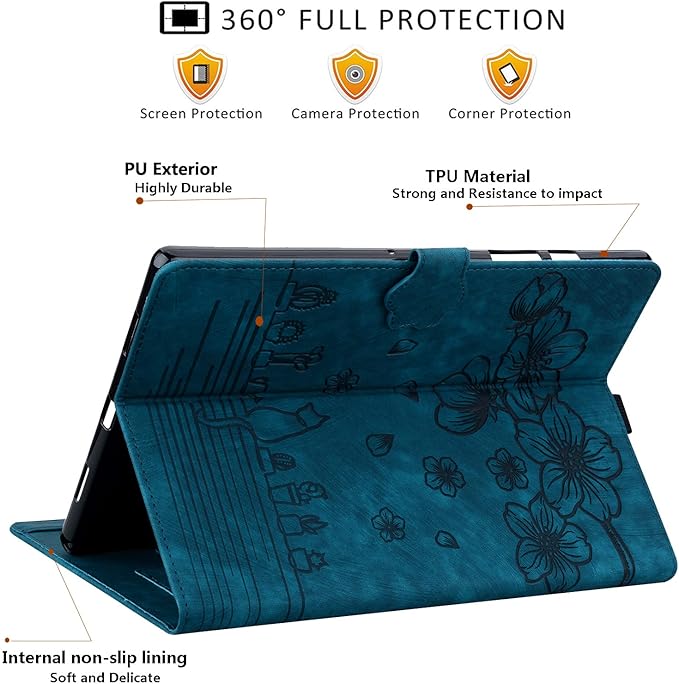 Case for Lenovo Tab M9 9.0 inch 2023 / Nook 9" Lenovo Tablet (2024), PU Leather Magnectic Cover Folio Stand Shell with Pencil Holder for tb310fu case-Blue