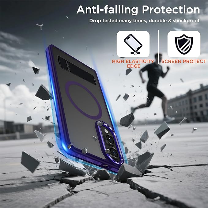 Case for Samsung Galaxy S25 Edge with Adjustable Stand, Slim Phone Case Fits for Magsafe, Color Hybrid Shockproof Protective Cover for Galaxy S25 Edge, Enhanced Non-Slip Grip (Dark Purple)
