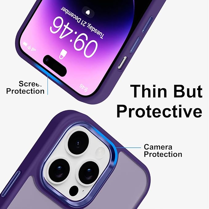 ZIYE Dark Purple Case for iPhone 14 Pro Case with Stand [Compatible with MagSafe] Slim Heavy Duty Protection Military Grade Shockproof Magnetic Cover with 360 Rotatable Ring Kickstand for Women Men
