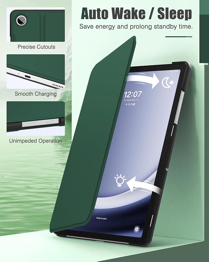 MoKo Case for Samsung Galaxy Tab A9 Plus 11-Inch 2023,Multi-Angle Viewing Slim Back Shell Protective Cover Case with Auto Wake/Sleep for Galaxy Tab A9+ Tablet SM-X210/SM-X216/SM-X218,Midnight Green