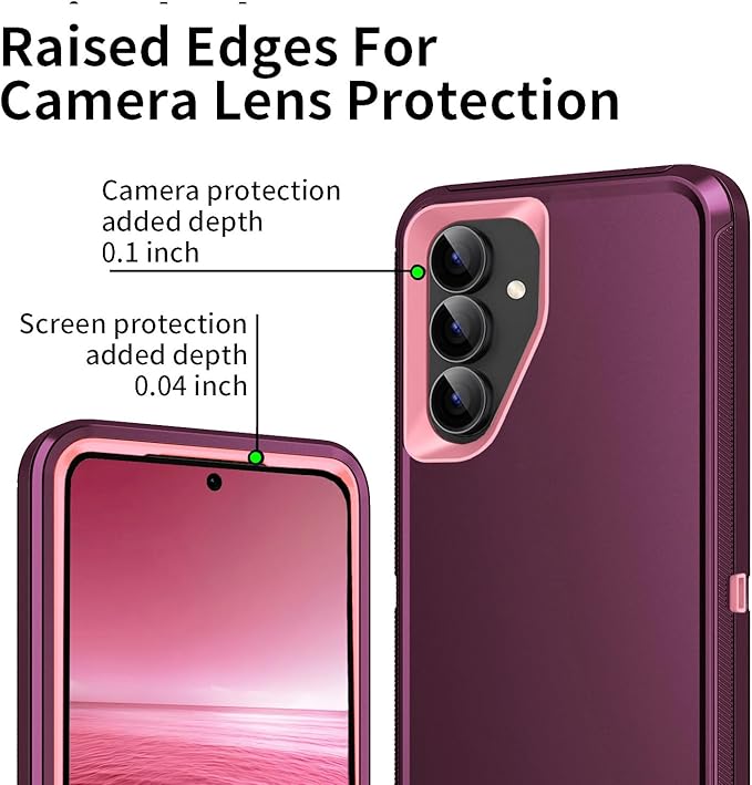 for Galaxy S25 FE 5g Case,Shockproof Dropproof Dustproof 3-Layer Full Body Protection Rugged Heavy Duty High Impact Hard Cover Case for Galaxy S25 fe,Purple/Pink