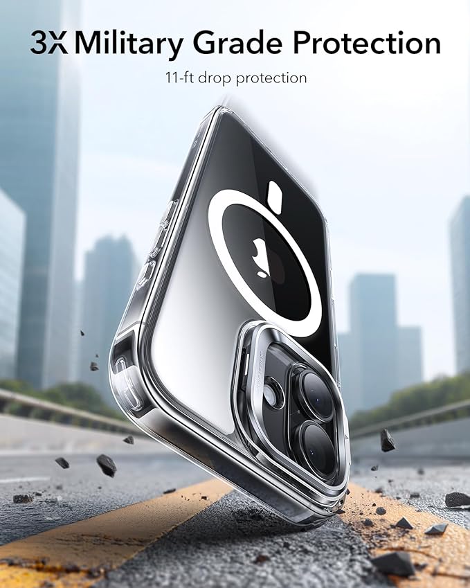 ESR for iPhone 17 Case with Stash Stand, Camera Control Cover Compatible with MagSafe, Military-Grade Drop Protection Magnetic Phone Case for iPhone 17, Scratch-Resistant Back Cover,Clear