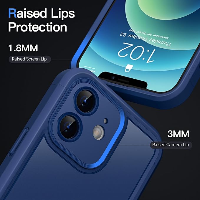 COOLQO Magnetic for iPhone 12 Case, Compatible with MagSafe, Dual Layer Design Military Grade Protection, Translucent Matte Scratch-Resistant Back Protective Shockproof Phone Case, Blue