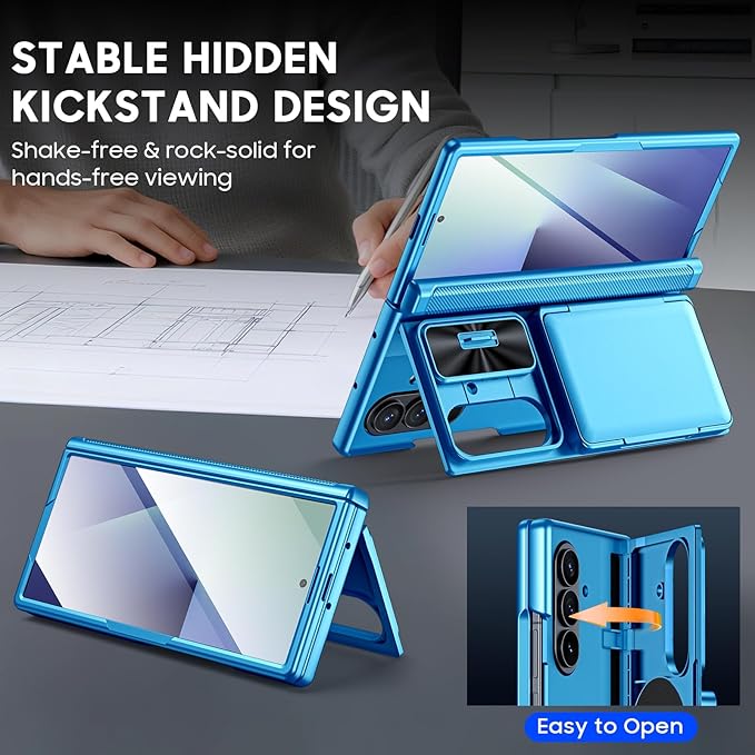 for Samsung Galaxy Z Fold 7 Case Wallet RFID [Cards Holder][Camera Cover][Kickstand] Full Body Shockproof Silicone Protective Phone Case for Galaxy Z Fold 7 Case(Lake Blue)