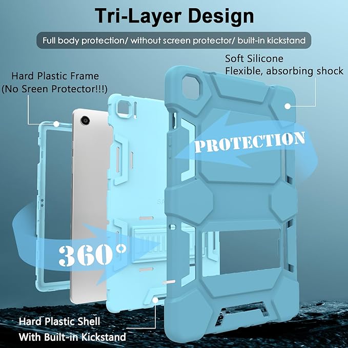 CCMAO Case for Samsung Galaxy Tab A9+ 10.9”(SM-X210/X216/X218), Heavy Duty Shockproof Hard Hybrid Three Layer Protective Cover with Kickstand for Galaxy Tablet A9 Plus 2023 Model for Kids, Blue+Green
