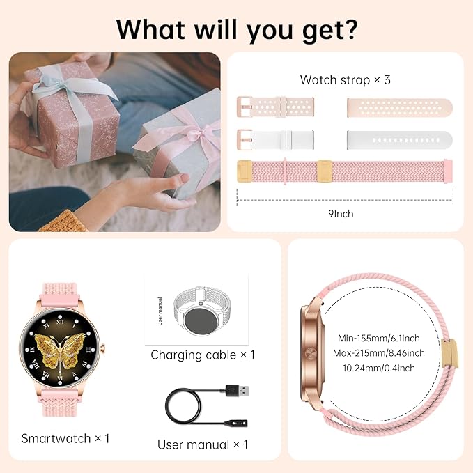 Smart Watch for Women, 1.27'' Touchscreen Activity Trackers with Heart Rate/Sleep Monitor, Make/Answer Calls, 130+ Sport Modes IP68 Waterproof Fitness Watch Smartwatch for iPhone/Samsung/Android