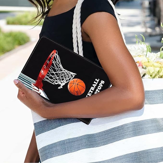 Case for Samsung Galaxy Tab A7 10.4 inch 2022/2020 (SM-T500/T503/T505/T507/T509), Premium PU Leather Stand Folio Cover with Auto Sleep/Wake, Basketball Never Stops