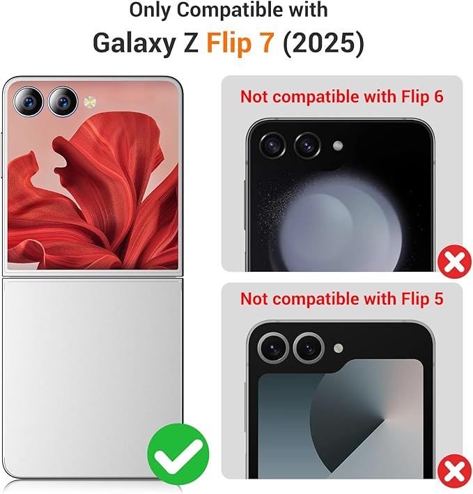 Temdan for Samsung Galaxy Z Flip 7 Case with [Built-in Front Screen Protector] [Kickstand][Hinge Protection][Hard PC] Ultra-Thin Shockproof Protective Phone Case for Galaxy Z Flip 7-Red