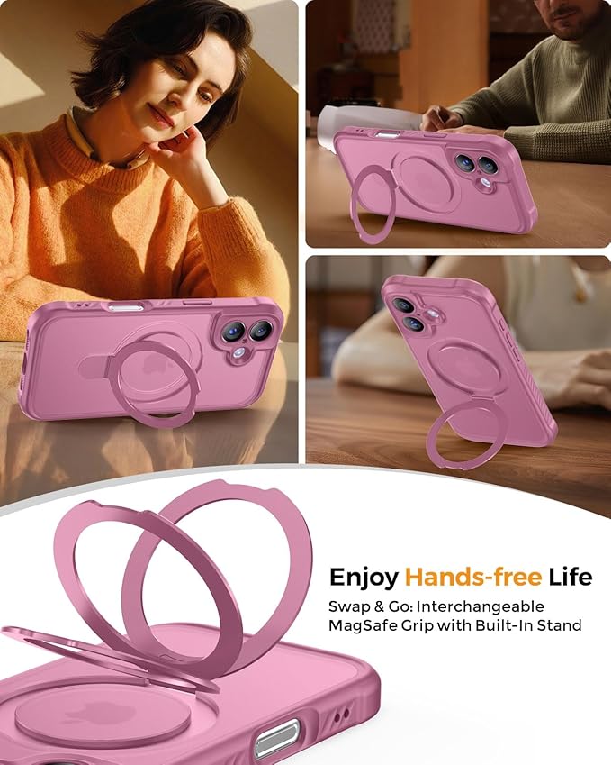 MOCCA Compatible with iPhone 17 Case with Magnetic Invisible Stand [Full Camera Protection] [Compatible with Magsafe] Military Drop Shockproof Translucent Matte Phone Case Cover 6.1",Lavender Purple