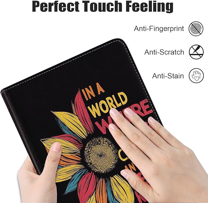 Case for Samsung Galaxy Tab A7 10.4 inch 2022/2020 (SM-T500/T503/T505/T507/T509),Premium PU Leather Stand Folio Cover with Auto Sleep/Wake,Sunflower Quote in A World Where You Can Be Anything Be Kind
