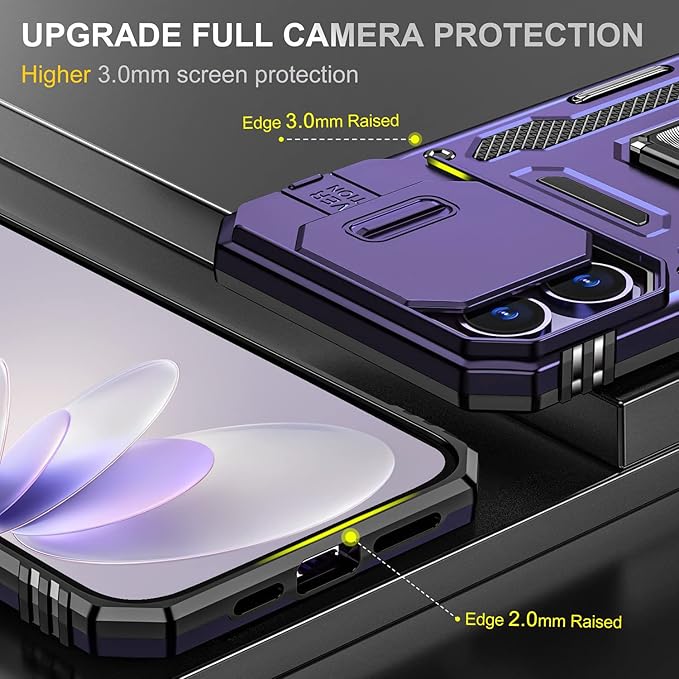 Case for iPhone 14 Pro Max iPhone Case iPhone 14 Pro Max Phone Case with Camera Lens Cover, with Ring Holder Kickstand, fit Magnetic Car Mount, for iPhone 14 Pro Max (Purple)