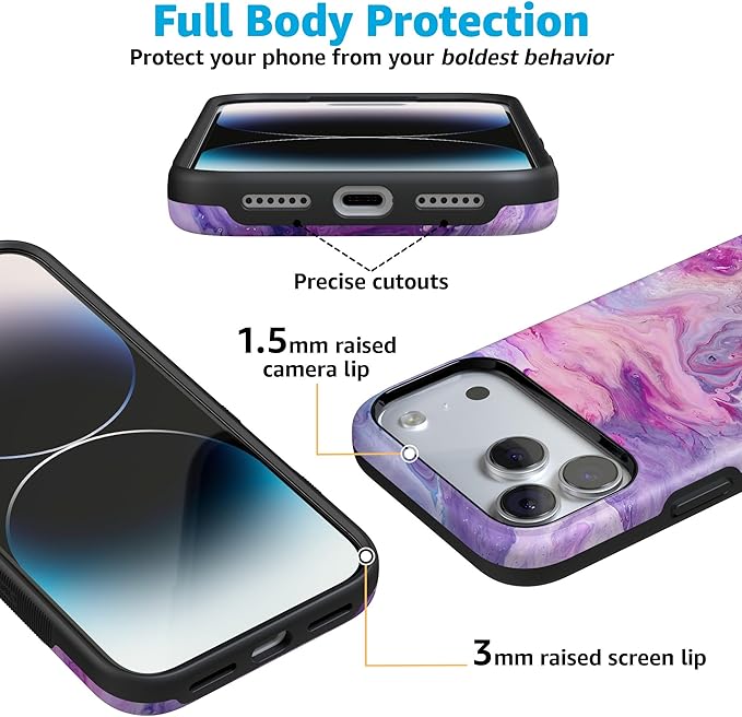 Casely iPhone 17 Pro Case | Tie Dying Over You | Purple Marble | Compatible with MagSafe | Bold Protective Design