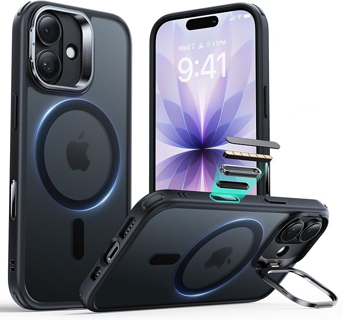 ESR for iPhone 17 Case with Stand, Camera Control Cover Compatible with MagSafe, Military-Grade Drop Protection Magnetic Phone Case for iPhone 17, Scratch-Resistant Back Cover,Frosted Black