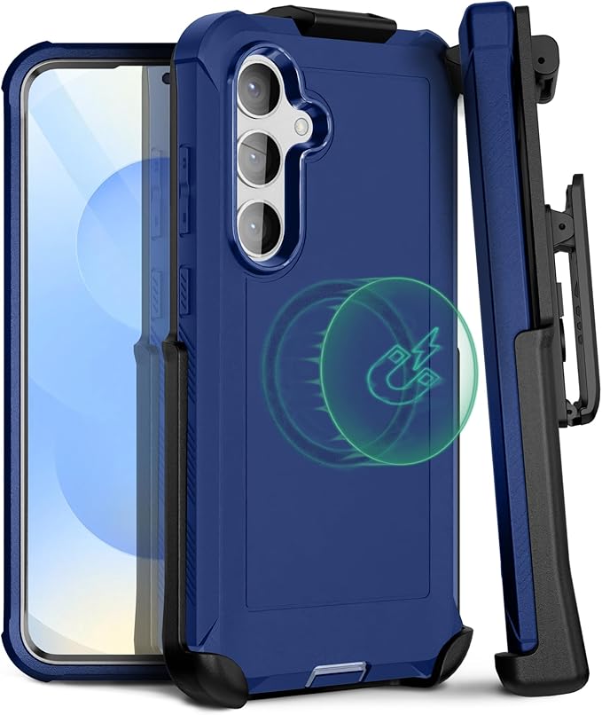 MOTIVE Compatible with Samsung Galaxy s25 Phone case, [15FT Military Grade Drop Protection] with Screen Protector, Protective Samsung s25 Holster Case 6.2" [Fits s24 Phone] Blue